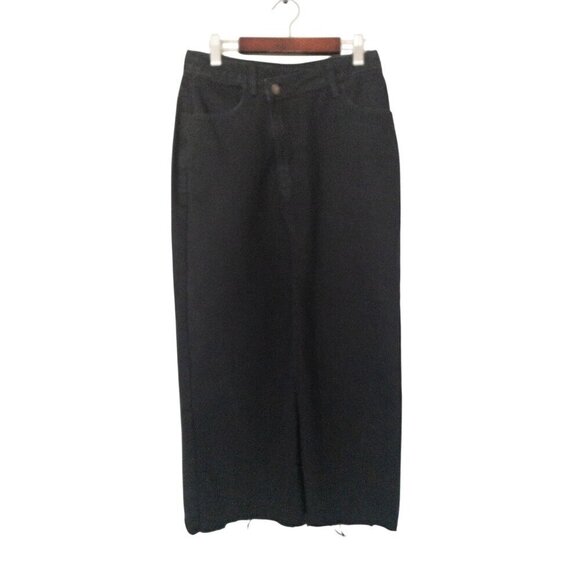 Happily Grey Dresses & Skirts - Happily Grey High-Waisted Black Denim Maxi Skirt With Raw Hem Size 25 Cotton Ble
